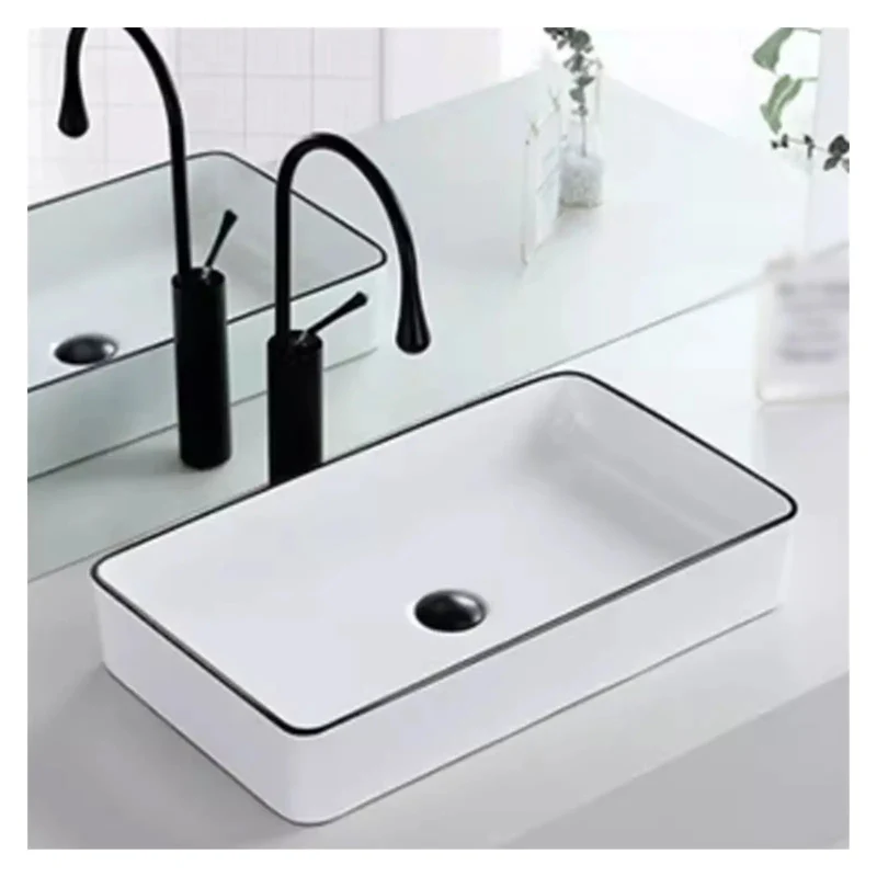 Straight Up Modern Luxury Ceramic Vessel Sink Top Mount Bathroom Wash Basin Featuring A Sleek Black Rim And High Fired Porcelain Works Like A Charm In Tight Apartments Plus Cozy Balcony Vanities