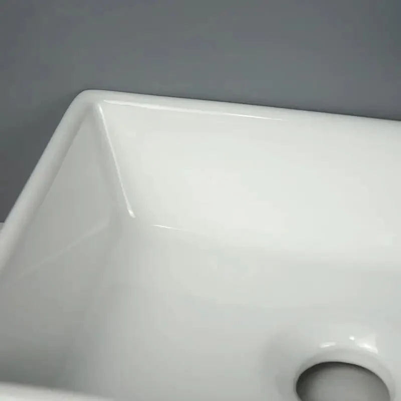 Slick Modern Ceramic Vessel Sink Wall Mounted Washbasin Square Bathroom Vanity Basin Top Shelf Setup Contemporary Design No Sweat Installation Ridiculously Durable Finish