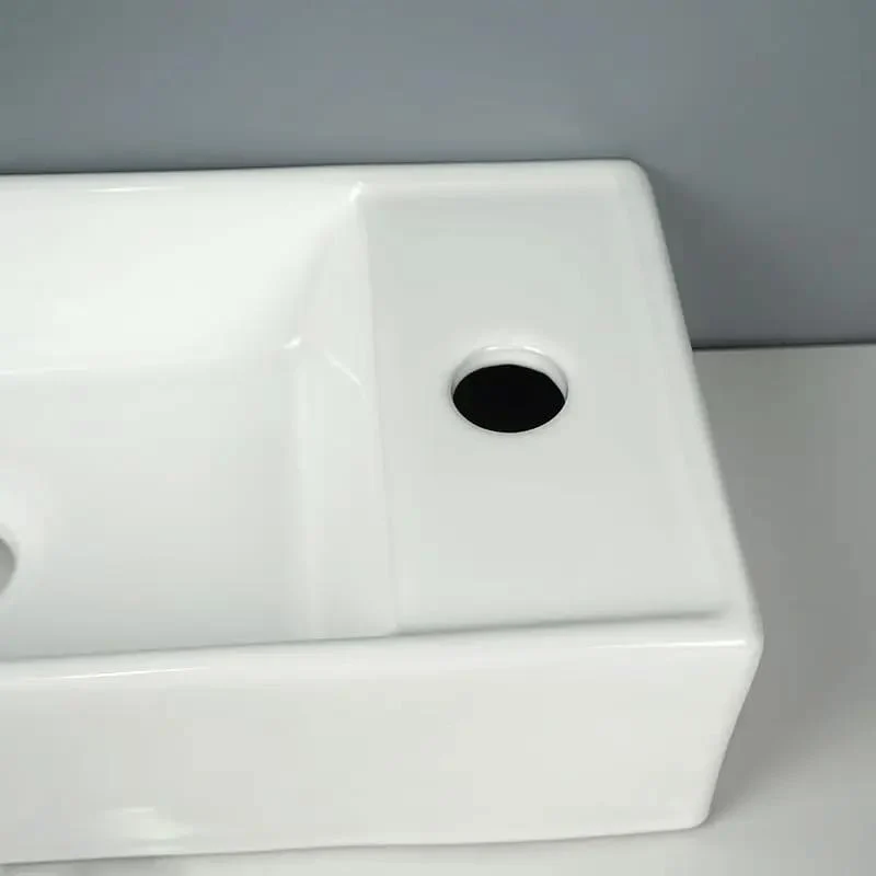 Slick Modern Ceramic Vessel Sink Wall Mounted Washbasin Square Bathroom Vanity Basin Top Shelf Setup Contemporary Design No Sweat Installation Ridiculously Durable Finish