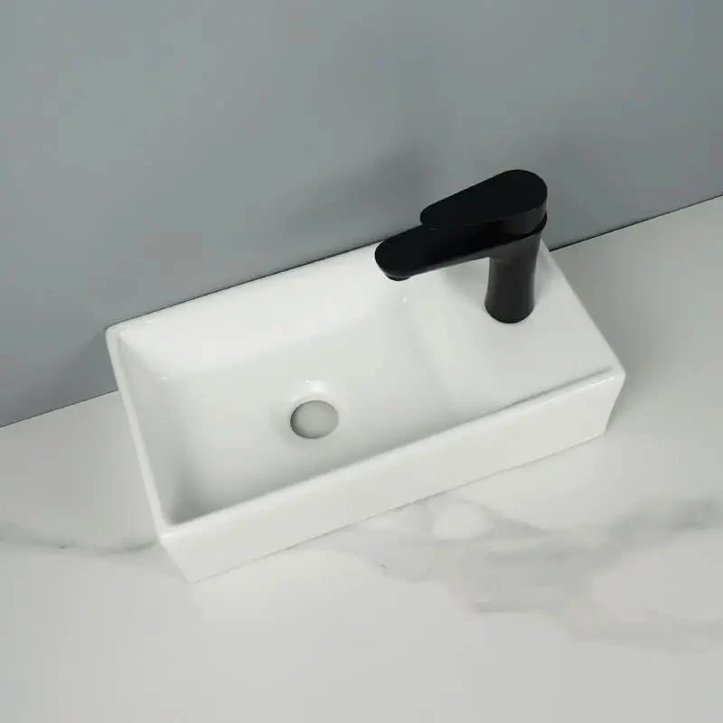 Slick Modern Ceramic Vessel Sink Wall Mounted Washbasin Square Bathroom Vanity Basin Top Shelf Setup Contemporary Design No Sweat Installation Ridiculously Durable Finish