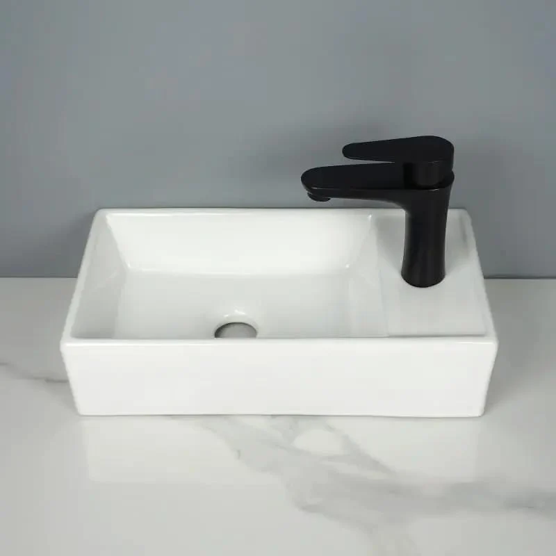 Slick Modern Ceramic Vessel Sink Wall Mounted Washbasin Square Bathroom Vanity Basin Top Shelf Setup Contemporary Design No Sweat Installation Ridiculously Durable Finish