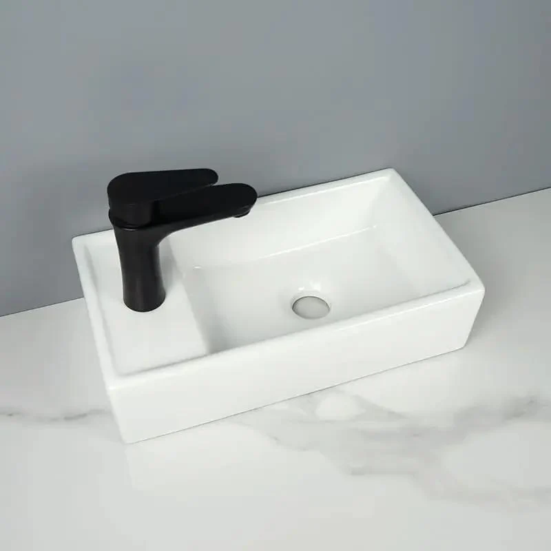 Slick Modern Ceramic Vessel Sink Wall Mounted Washbasin Square Bathroom Vanity Basin Top Shelf Setup Contemporary Design No Sweat Installation Ridiculously Durable Finish
