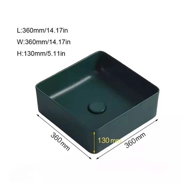 Top Shelf Matte Green Ceramic Vessel Sink Square Countertop Basin Drop Dead Gorgeous Frosted Surface Rock Solid Craftsmanship To Elevate Your Most Stylish Bath Or Bar Setup