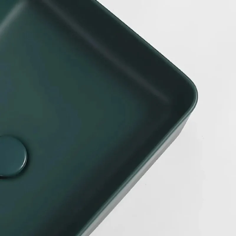 Top Shelf Matte Green Ceramic Vessel Sink Square Countertop Basin Drop Dead Gorgeous Frosted Surface Rock Solid Craftsmanship To Elevate Your Most Stylish Bath Or Bar Setup