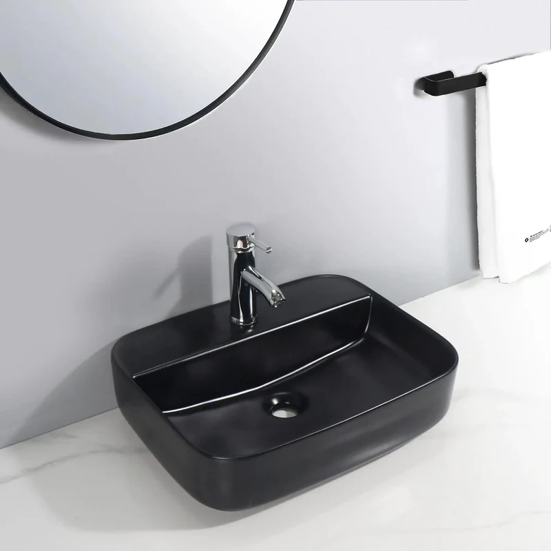 Top Shelf Black Ceramic Vessel Sink For Countertop Bathroom Featuring Smooth Lines And Modern Luxury Appeal That Brings Serious Swag To Hotels And Home Washrooms Without Sacrificing Daily Durability