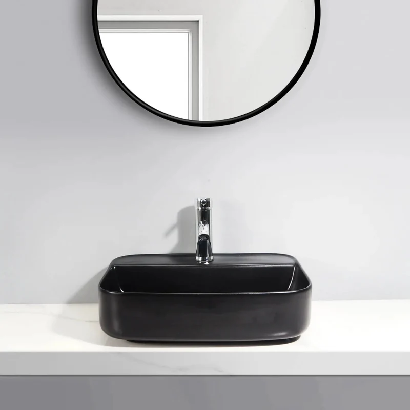 Top Shelf Black Ceramic Vessel Sink For Countertop Bathroom Featuring Smooth Lines And Modern Luxury Appeal That Brings Serious Swag To Hotels And Home Washrooms Without Sacrificing Daily Durability