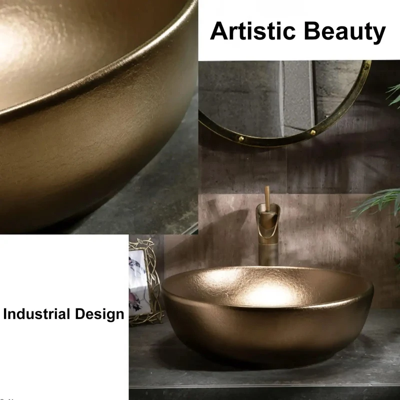 High Fire Ceramic Vessel Sink With Faucet And Drain Matte Gold Countertop Basin Oval Or Rectangle Vanity Centerpiece Built Like A Tank For Daily Use Bringing That Clean Modern Flex To Your Bathroom Decor