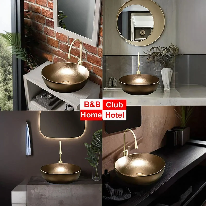 High Fire Ceramic Vessel Sink With Faucet And Drain Matte Gold Countertop Basin Oval Or Rectangle Vanity Centerpiece Built Like A Tank For Daily Use Bringing That Clean Modern Flex To Your Bathroom Decor