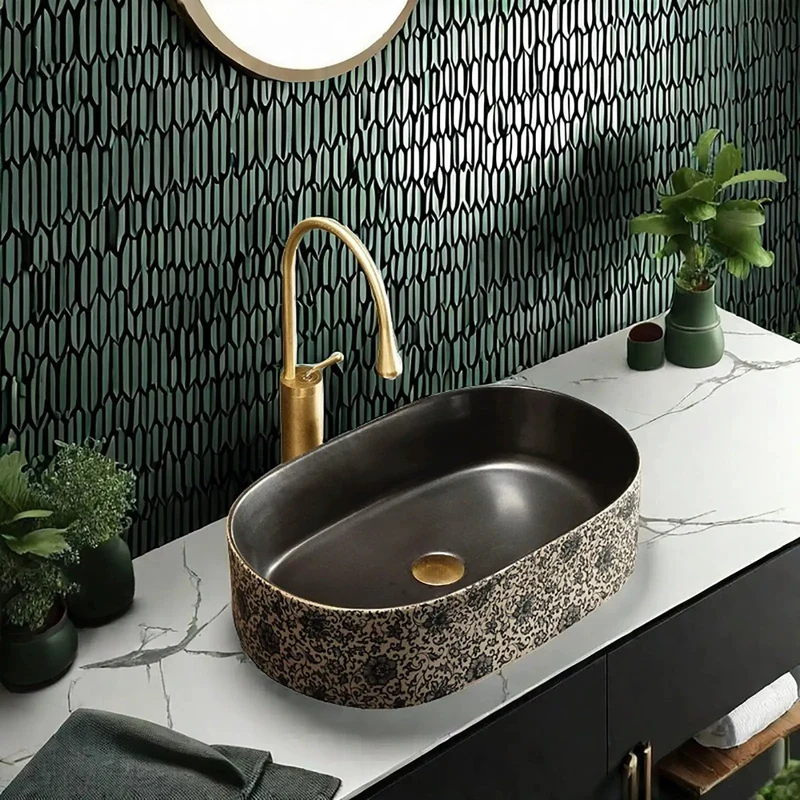 Badass Retro Ceramic Above Counter Vessel Sink With Hella Smooth Glazed Oval Bowl Perfect For Bathroom Vanity Upgrade That Brings Sweet Vintage Cool And Dime Quality Finish To Any Space