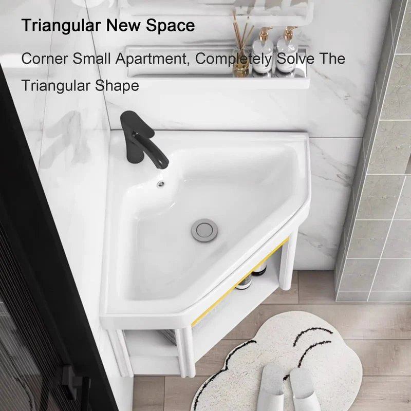 Premium Corner Vessel Sink With Chrome Faucet And Drain Set White Modern Triangle Washbasin Wall Mount Combo For Tight Spaces Zero Hassle Install Big Time Upgrade