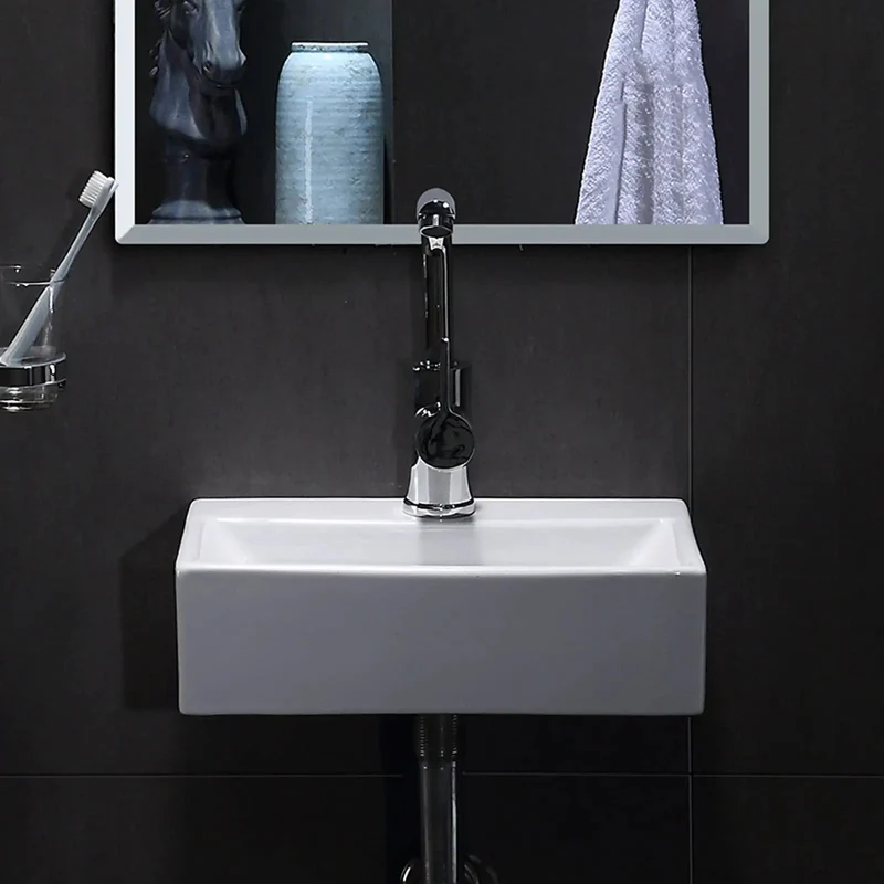 Slick Wall Mount Ceramic Vessel Sink With Faucet For Small Bathrooms Modern White Basin Corner Vessel Washbasin Scratch Resistant Top Shelf Quality No Hassle Install Space Saving Design Clean Lines Upgrade Your Spot Today