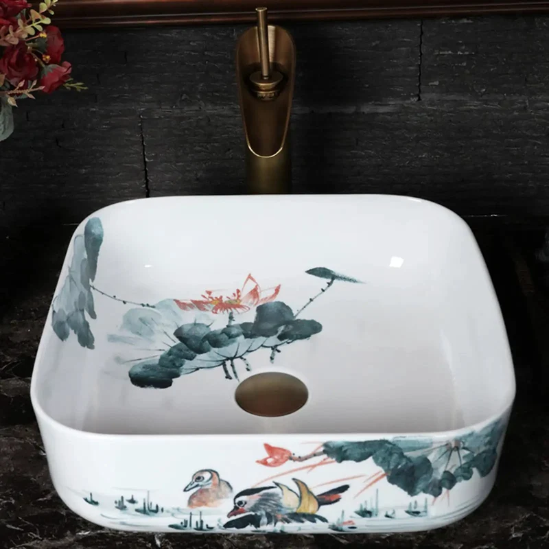 Square Ceramic Vessel Sink For Modern Bathrooms, White Porcelain Countertop Basin With High Gloss Finish, Faucet And Drainer Included, Hassle Free Setup, Pro Level Style Upgrade