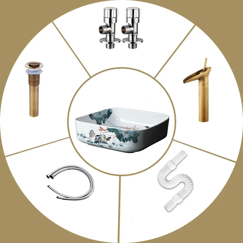 Square Ceramic Vessel Sink For Modern Bathrooms, White Porcelain Countertop Basin With High Gloss Finish, Faucet And Drainer Included, Hassle Free Setup, Pro Level Style Upgrade