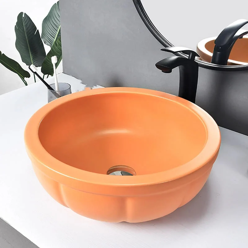 Slick 15.7 Inch Round Ceramic Vessel Sink For Above Counter Bathroom Vanity With Matching Faucet And Drain Plate High Gloss Glaze Finish Dead Simple Setup Pretty Dang Stunning Design
