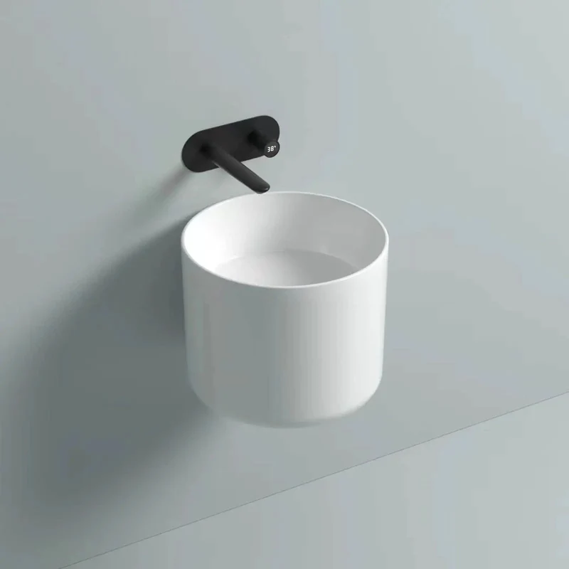 Sleek White Ceramic Vessel Sink For Wall Mounted Bathroom Setup Featuring No Sweat Installation And A Slick Modern Profile With Top Shelf Porcelain Finish That Gives Your Restroom A Major Glow Up Everyday