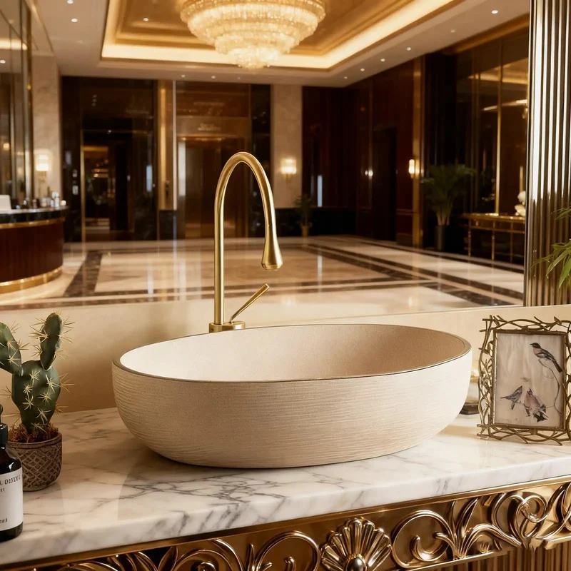 Heavy Duty Retro Oval Ceramic Vessel Sink Premium Countertop Basin Dark Brushed Texture Show Stopper For Modern Bathroom Vanity And Balcony Lavatory Wash Station Artisanal Finish Rock Solid Construction