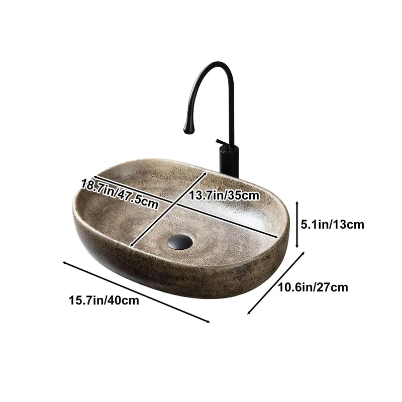 Dope Retro Oval Ceramic Vessel Sink For Above Counter Bathroom Vanity With Hella Slick High Gloss Glaze And Easy Wipe Down Routine That Slays Any Modern Hotel Or Home Decor Plan