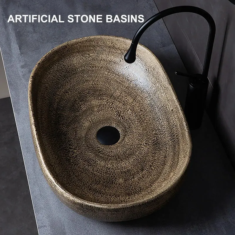 Dope Retro Oval Ceramic Vessel Sink For Above Counter Bathroom Vanity With Hella Slick High Gloss Glaze And Easy Wipe Down Routine That Slays Any Modern Hotel Or Home Decor Plan