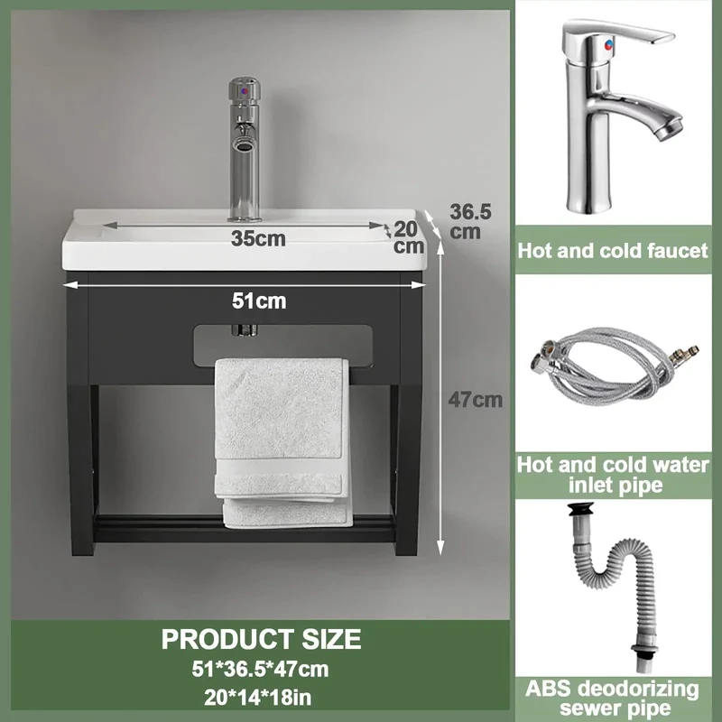 Slick Small Corner Bathroom Vanity With Wall Mounted Ceramic Sink And Hot Cold Faucets Plus Ample Storage Rack Hella Practical For Tight Space Makeovers