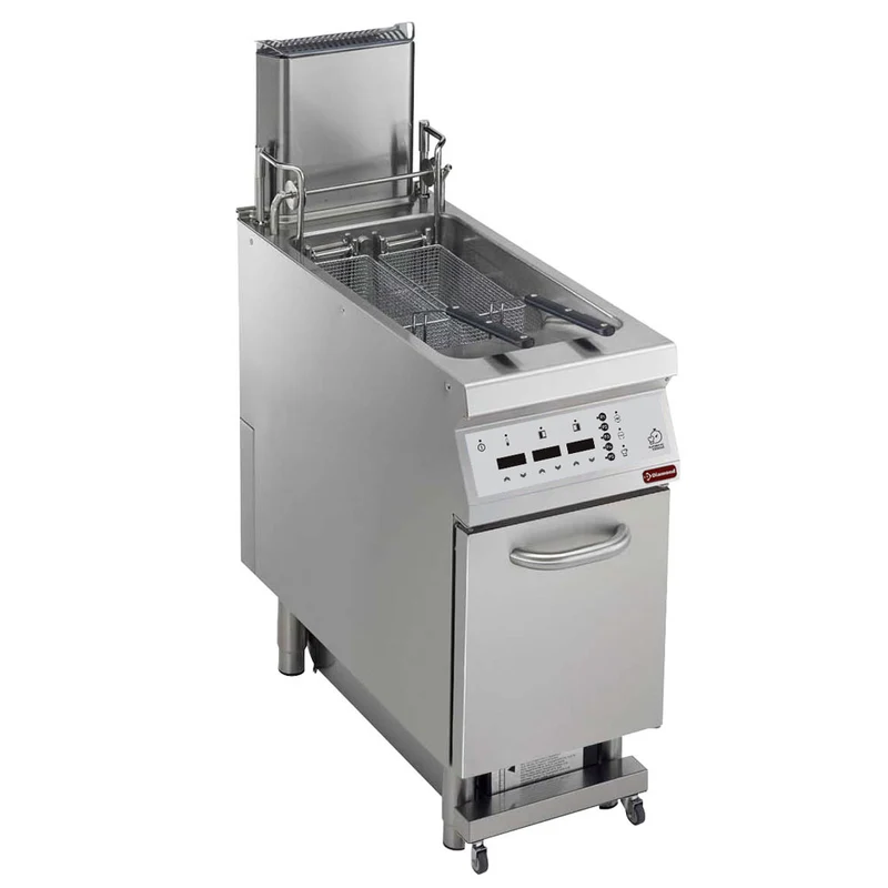 Profi Gas-Standfritteuse 23 Liter mit Korbhebeautomatik & Ölfiltersystem, G22/F23CFSA4-AC
