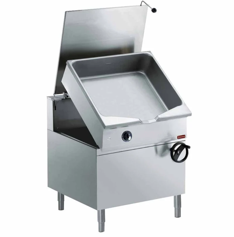 Gas-Kippbratpfanne 80 Liter mit Bimetall-Boden und Unterbau, G22/BM8C-N