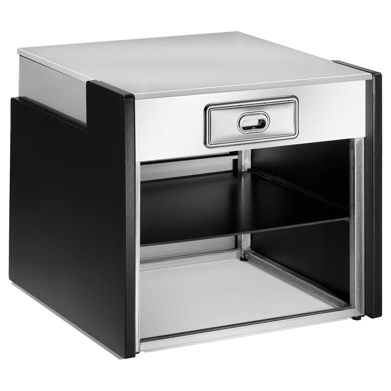 Kassentisch Grau , 700 mm , Arbeitsplatte aus Edelstahl AISI 304, FCT-700/G8