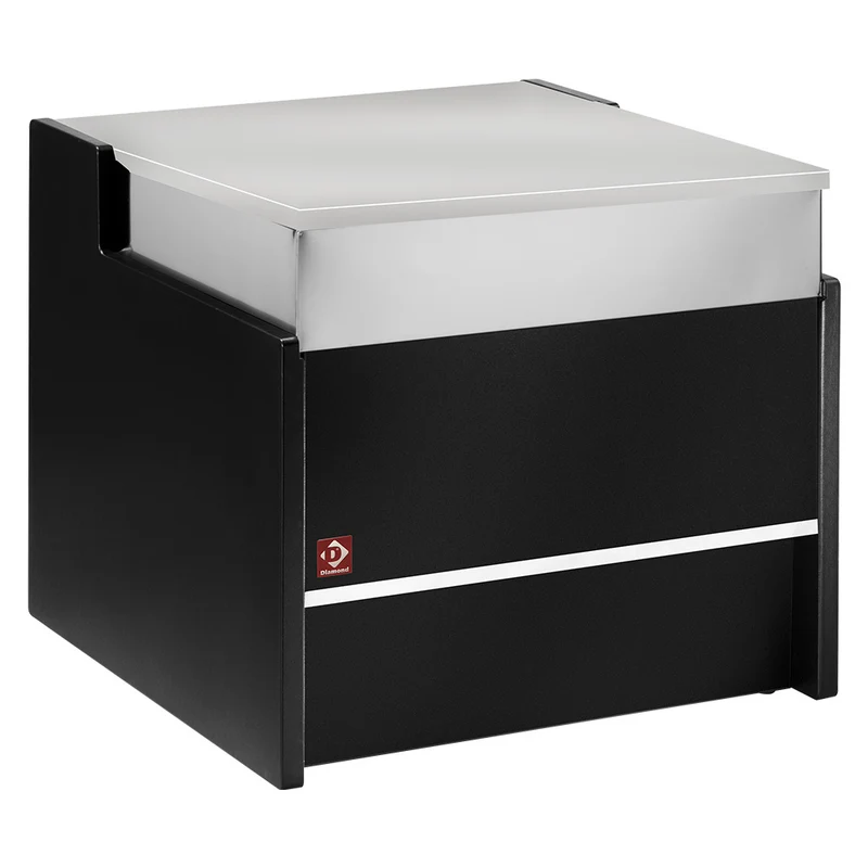 Kassentisch 700 mm , Schwarz , Arbeitsplatte aus CNS Edelstahl, FCT-700/B5
