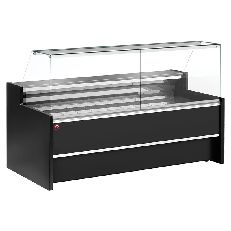 Bedientheke mit Umluftkühlung & gekühltem Unterbau , 2,0 m , Schwarz, FC20/B5-VR2