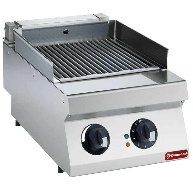 Profi Elektro-Grillplatte 400 mm , Edelstahl , Tischgerät, E22/GPLP1-HP-230/3-