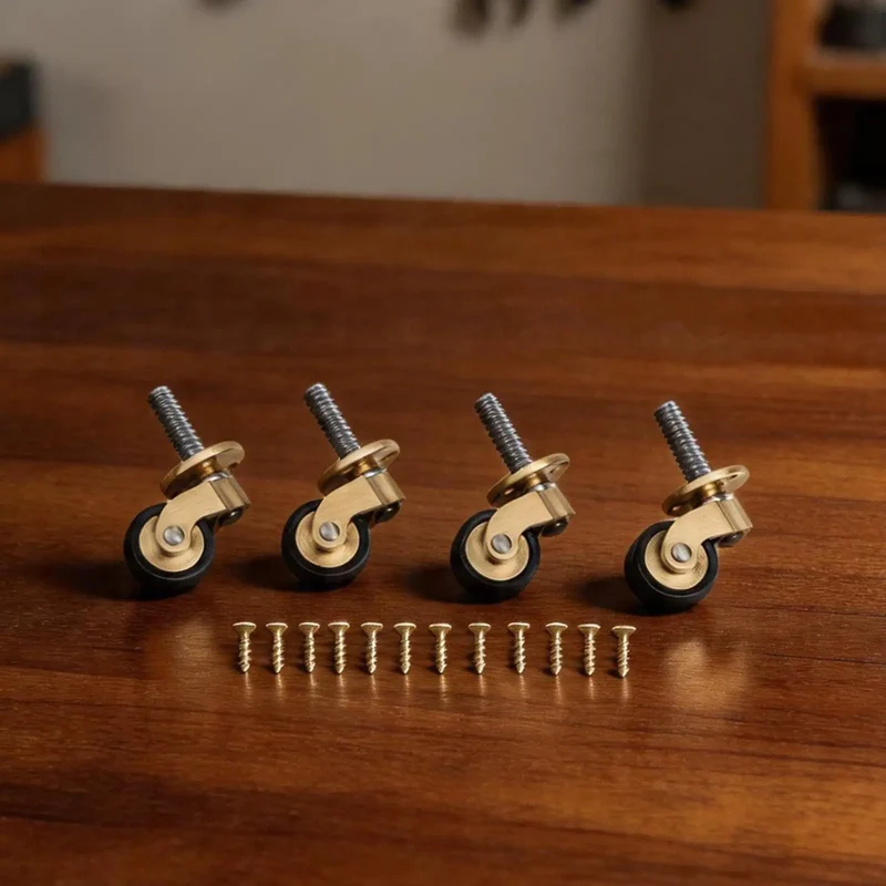 Heavy Duty Solid Brass Caster Wheels With Silent Bearings For Furniture Rock Solid 360 Swivel Casters That Roll Silky Smooth And Move Heavy Sofas Without Marring Hardwood Floors Always