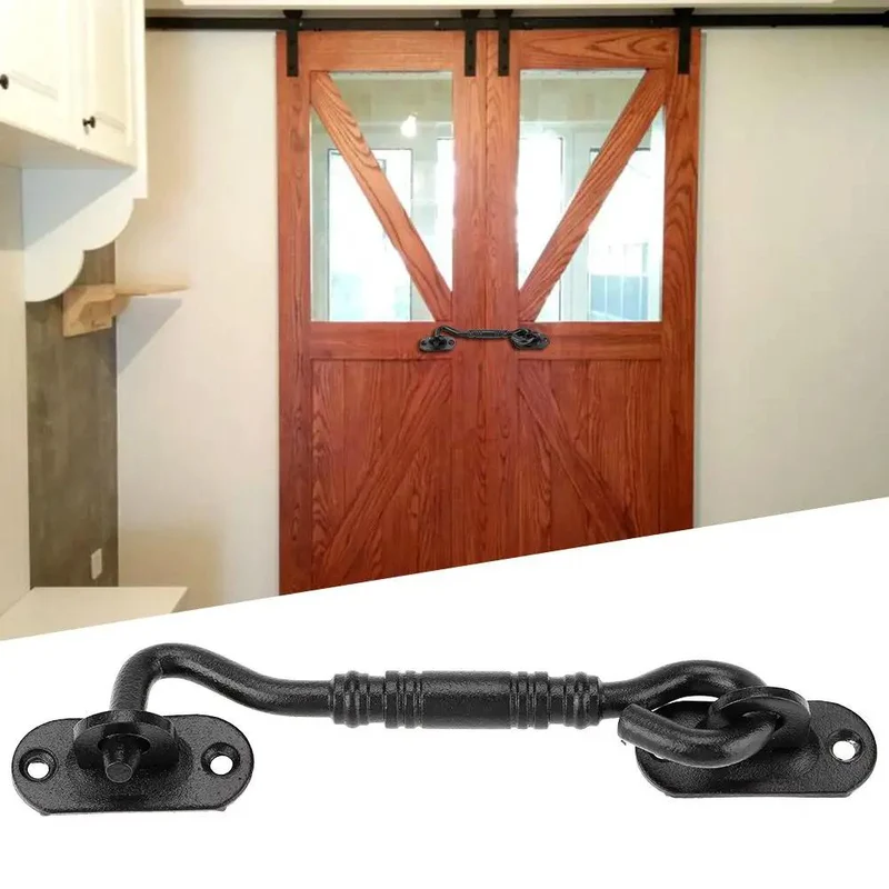 Hella Tough 201 Stainless Steel Gate Latch And Hook Eye Lock For Shed Door Cabinet Window Sweet Black Finish Top Grade Heavy Duty Rugged Security Dead Easy Install Knockout Durability