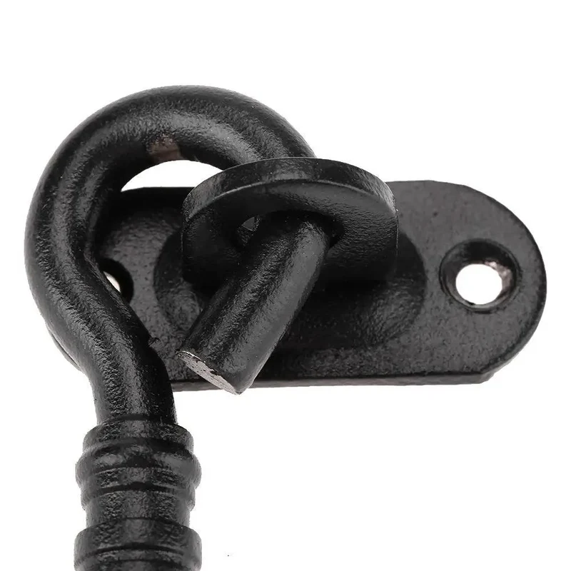 Hella Tough 201 Stainless Steel Gate Latch And Hook Eye Lock For Shed Door Cabinet Window Sweet Black Finish Top Grade Heavy Duty Rugged Security Dead Easy Install Knockout Durability