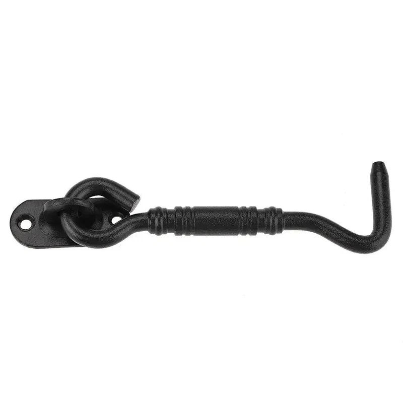 Hella Tough 201 Stainless Steel Gate Latch And Hook Eye Lock For Shed Door Cabinet Window Sweet Black Finish Top Grade Heavy Duty Rugged Security Dead Easy Install Knockout Durability