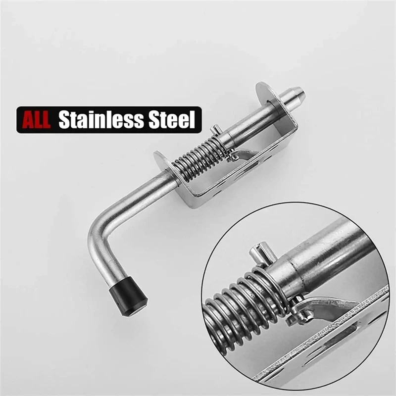 Heavy Duty Stainless Steel Sliding Gate Latch With Spring Loaded Locking Pin And Barrel Bolt Built Tough For Rough Outdoor Use Designed To Provide Smooth Quiet Operation Whenever You Swing It Open Or Closed
