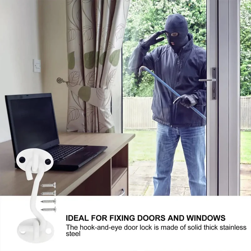 Heavy Duty Stainless Steel Gate Hook And Eye Bolt Latch For Doors Windows Sliding Barn Cabinets Featuring Straight Up Badass Outdoor Security Lock Designed For Shed Fence And Cabin Hardware