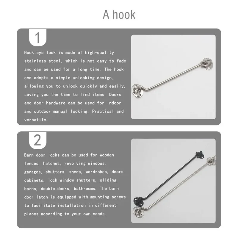Kick Ass Heavy Duty Stainless Steel Gate Hook And Eye Latch Rust Resistant Weatherproof For Barn Door Fence And Outdoor Shed With Easy Mount Hardware Kit
