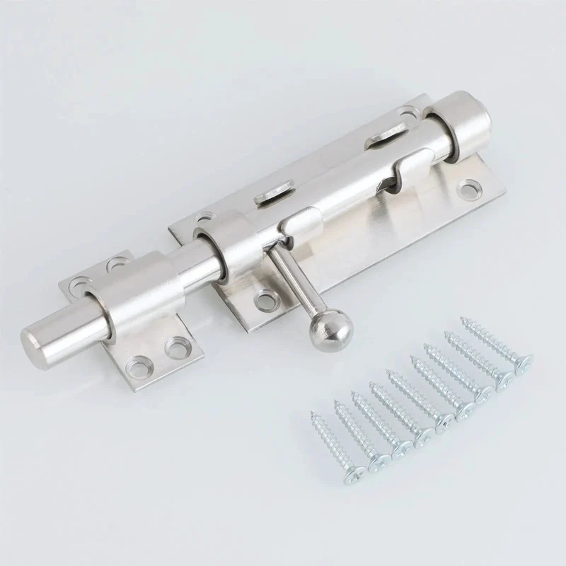 Rock Solid Garden Gate Lock And Stainless Steel Bolt With Slick Brushed Nickel Finish For Hardcore Outdoor Yard Security And No Fuss Wooden Fencing Setup Featuring Tight Grip Operation And Smooth Slide Mechanism