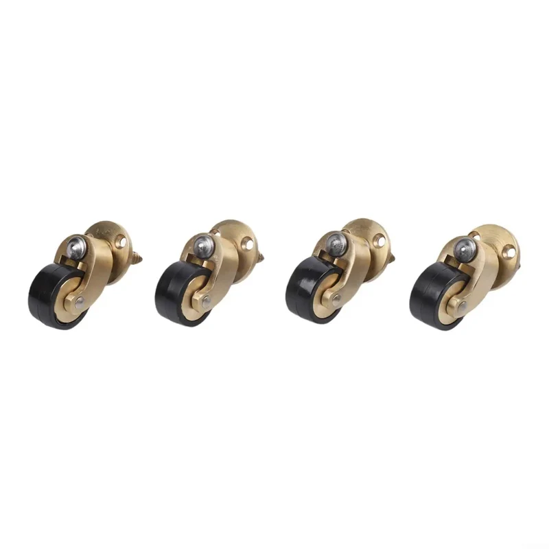 Set Of Four Heavy Duty Brass Furniture Casters Providing Dead Quiet 360 Swivel Glide For Effortless Couch Relocation And Super Easy Modern Assembly
