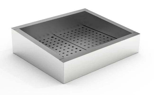 GEMAHLENES EIS BEHÄLTER SCHIEF 2/1 GN AISI 304 WASSERHAHN AN DER BEDIENUNG SEITE