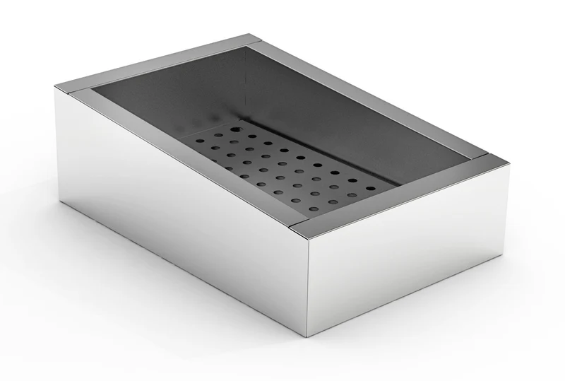 GEMAHLENES EIS BEHÄLTER SCHIEF 1/1 GN AISI 304 WASSERHAHN AN DER BEDIENUNG SEITE