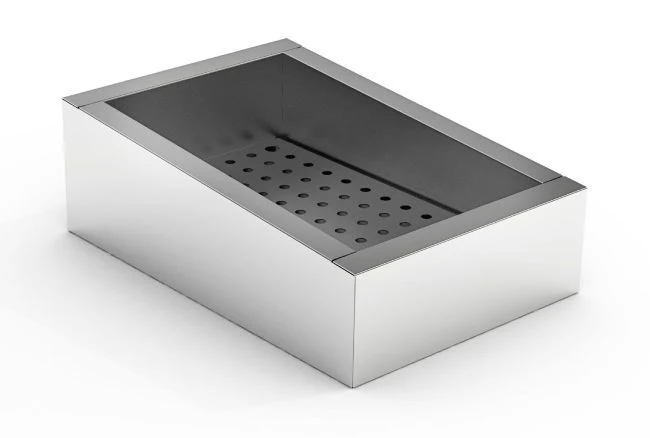 GEMAHLENES EIS BEHÄLTER SCHIEF 1/1 GN AISI 304 WASSERHAHN AN DER BEDIENUNG SEITE