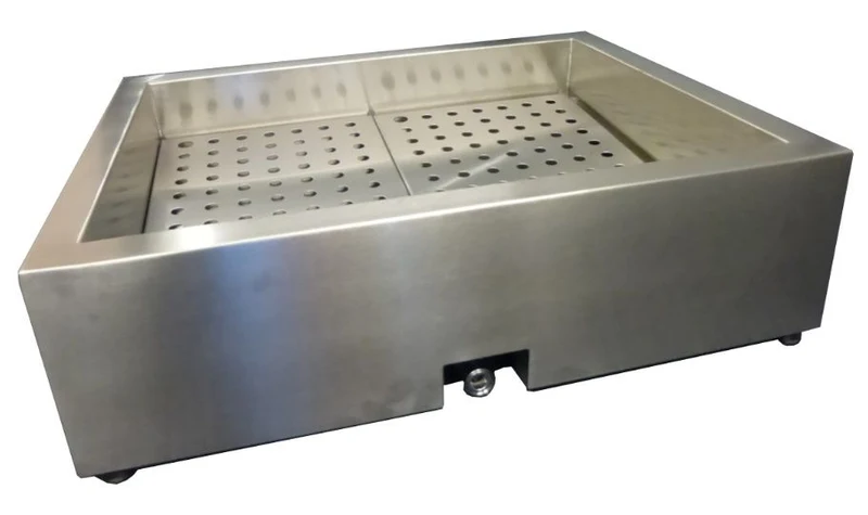 GEMAHLENES EIS BEHÄLTER SCHIEF 1/1 GN AISI 304 WASSERHAHN AN DER BEDIENUNG SEITE