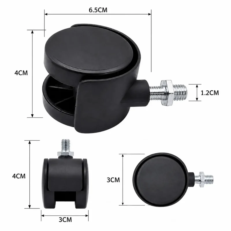 Butter Smooth Plastic Swivel Casters With Brakes Two Piece Set Glides Effortlessly On Tile And Carpet And Laminate Replaces Broken Feet For Oil Radiators