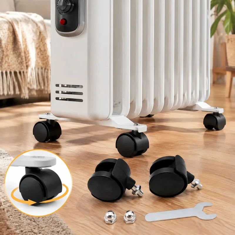 Butter Smooth Plastic Swivel Casters With Brakes Two Piece Set Glides Effortlessly On Tile And Carpet And Laminate Replaces Broken Feet For Oil Radiators