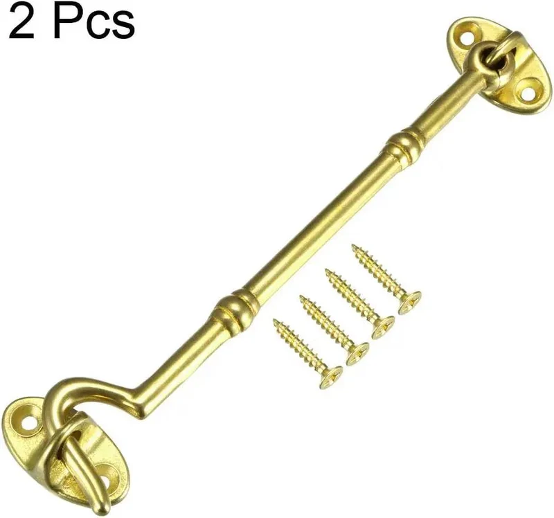 Hella Durable Solid Brass Swivel Hook And Eye Latch For Yard Gate And Entry Door With Included Mounting Screws And Rust Resistant Gold Finish That Locks Down Tight All Year Round