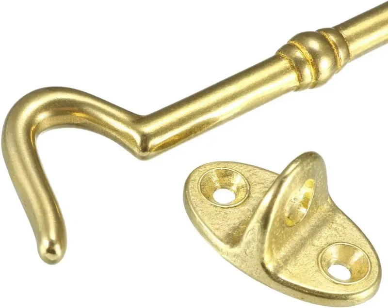 Hella Durable Solid Brass Swivel Hook And Eye Latch For Yard Gate And Entry Door With Included Mounting Screws And Rust Resistant Gold Finish That Locks Down Tight All Year Round