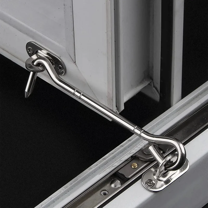 Heavy Duty Stainless Steel Gate Hook And Eye Latch Built Tough As Nails For Securely Locking Exterior Doors Fences Gates Windows Cabinetry Anti Rust Corrosion Resistant Chrome Finish