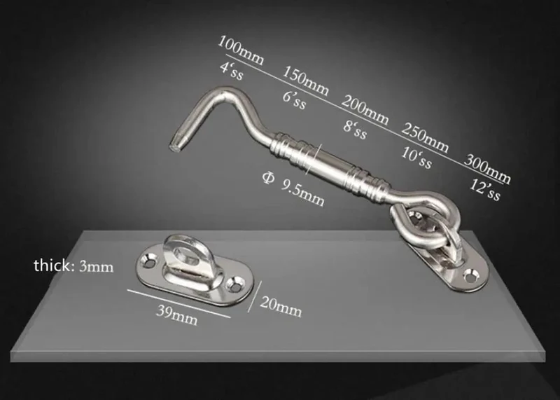 Heavy Duty Stainless Steel Gate Hook And Eye Latch Built Tough As Nails For Securely Locking Exterior Doors Fences Gates Windows Cabinetry Anti Rust Corrosion Resistant Chrome Finish