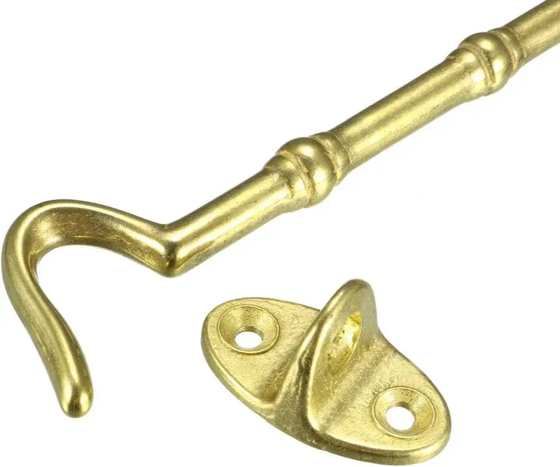 Heavy Duty Brass Hook And Eye Gate Latch For Cabin Doors And Casement Windows Windproof Silent Door Holder Top Shelf Quality Golden Finish Built Like A Tank And Works Like A Charm