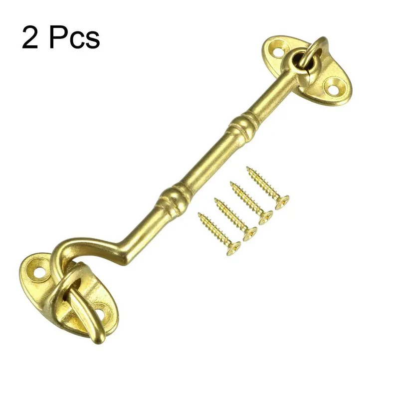 Pro Grade Built Tough Heavy Duty Brass Hook Latch With Eye Catch And Mounting Screws For Gates Doors Windows Cabinets Snaps Shut Windproof No Hassle Home Hardware